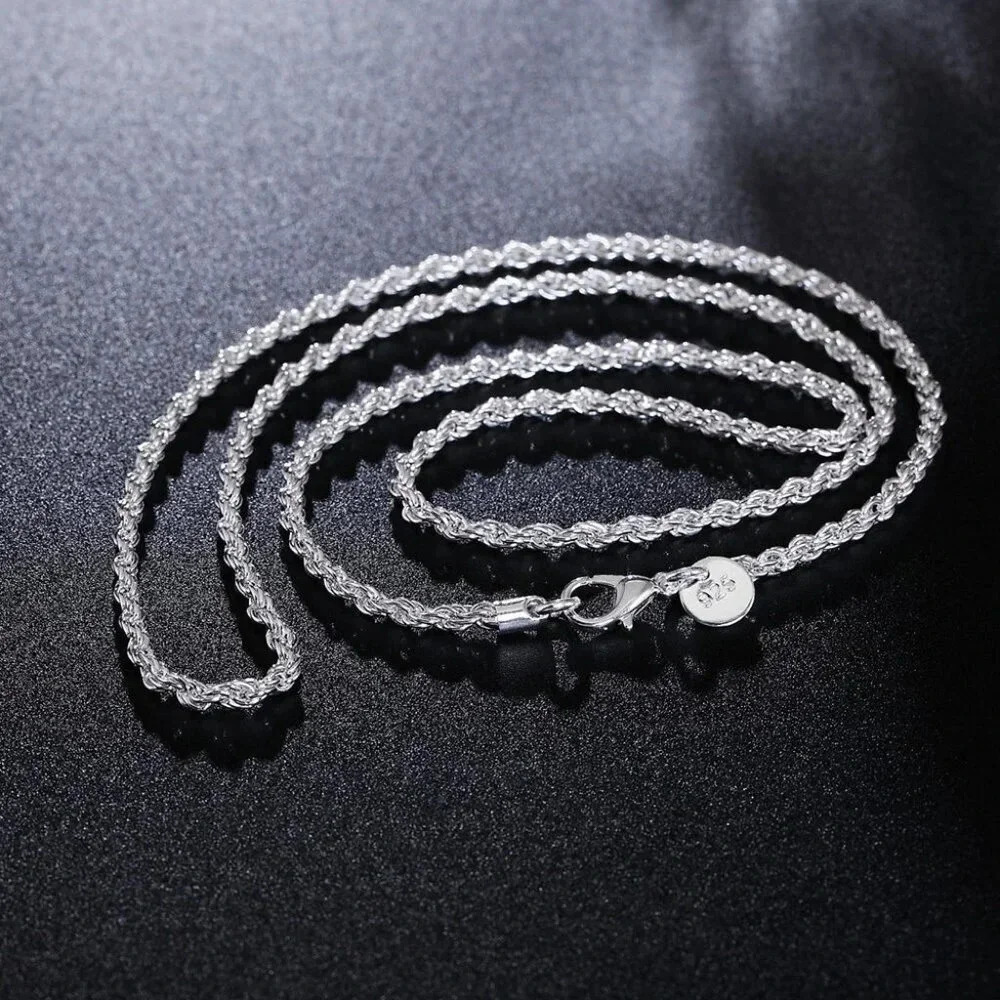 925 Sterling Silver Chain Link Necklace 22"